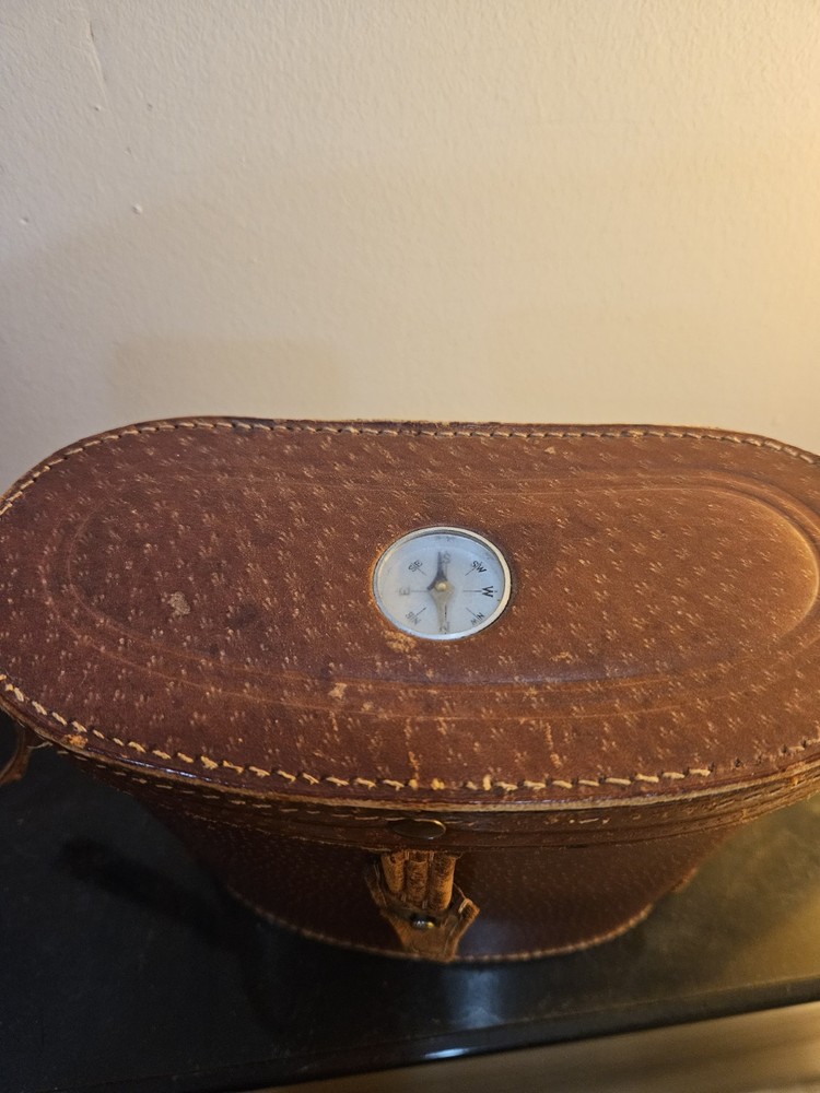 Vintage World War 1 Binoculars Case With Compass