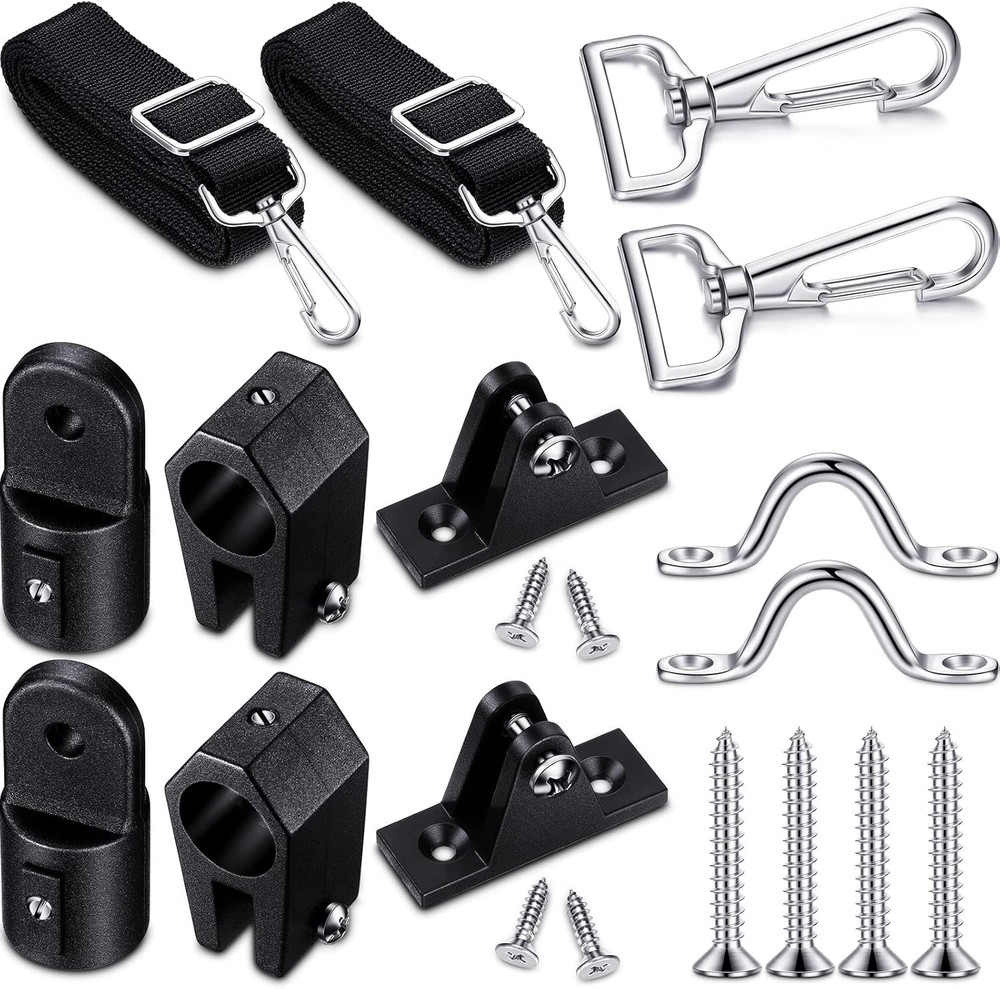 12 Pcs Bimini Top Hardware Fittings Set Includes Adjustable Black