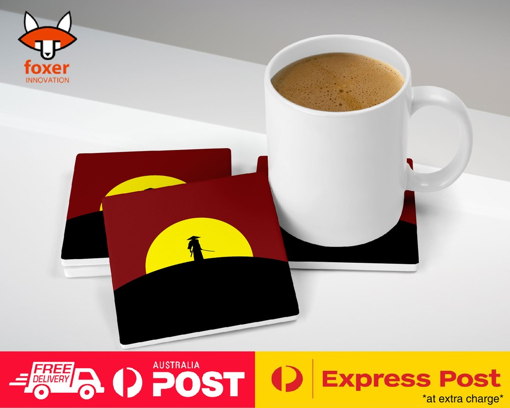COASTER COFFEE DRINKING MAT|SAMURAI IN SUNSET