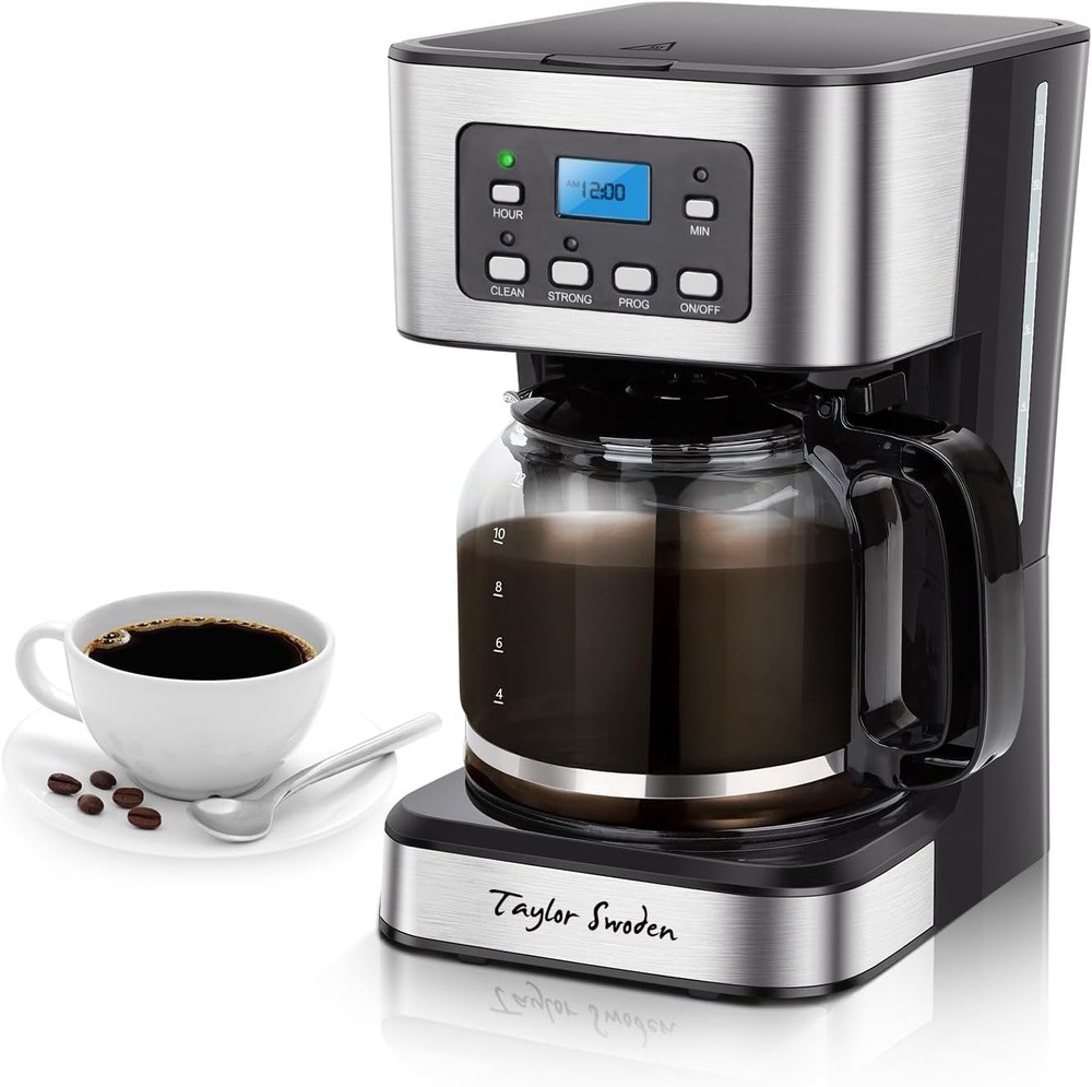 12-Cup Programmable Coffee Maker Regular & Strong Brew Drip Coffee Machine Home