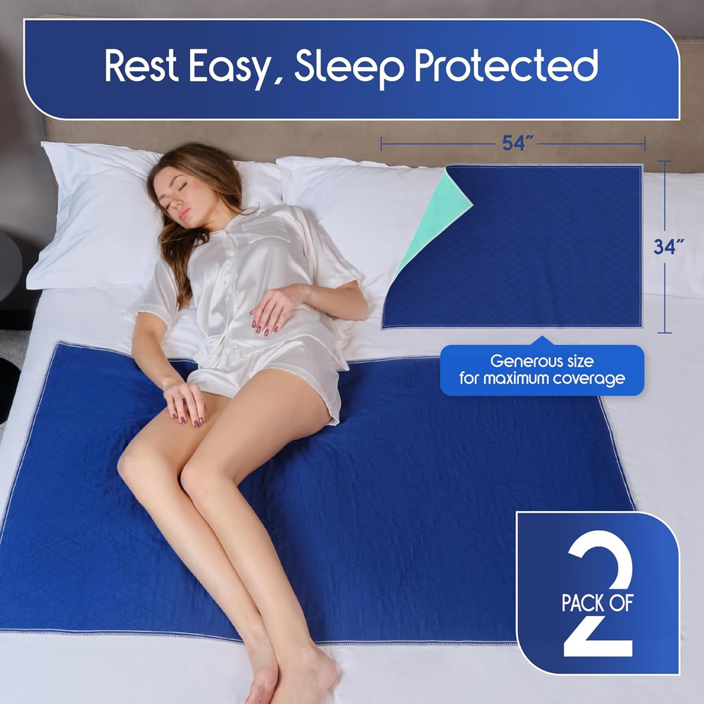 Waterproof Mattress Protector, 2 Pack - Dark Colored to Hide Stains, Extra Large