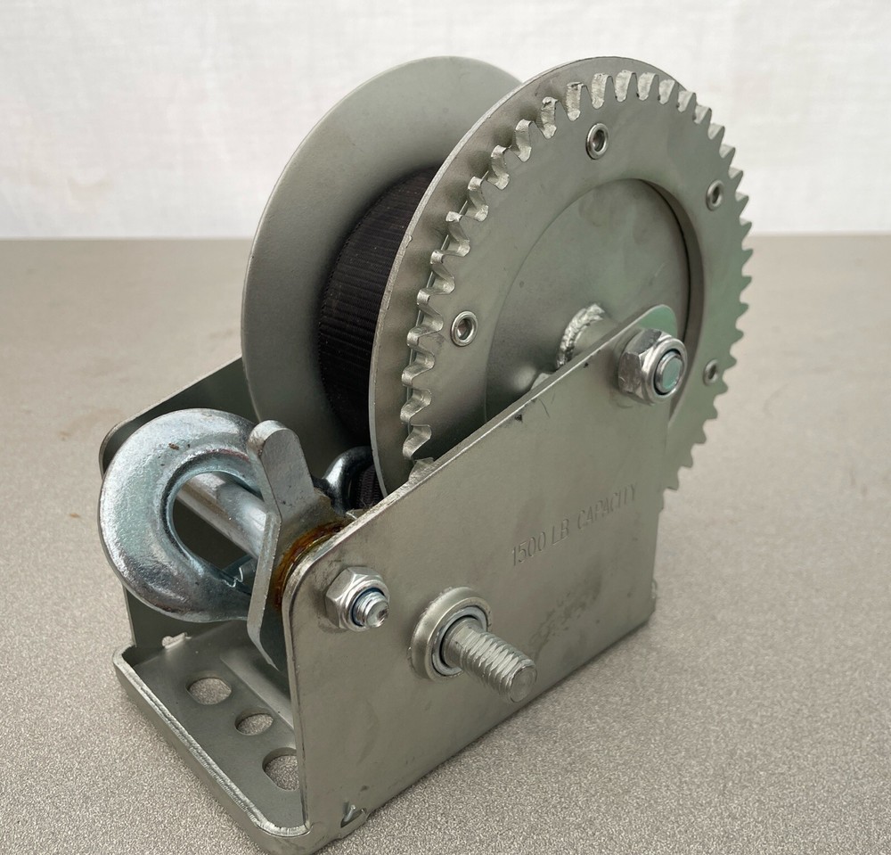 1,500 lbs. Hand Drum Winch w/20' Strap Included - Hand Crank Missing