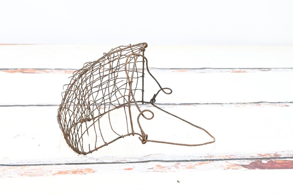 Antique Muzzle Farm Fresh Primitive Wire Calf Muzzle Cribber Weaner Rustic Count