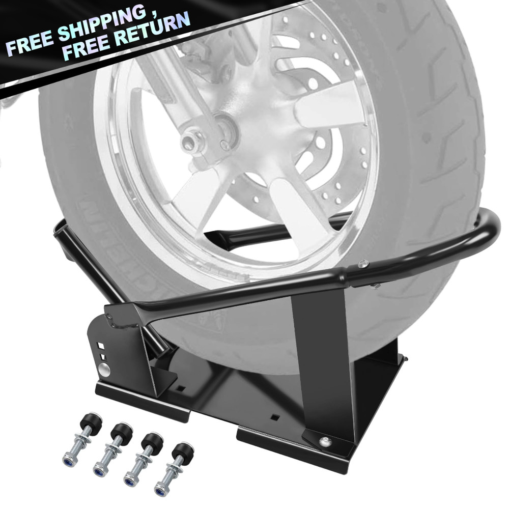 Motorcycle Front Wheel Chock Stand Adjustable Removable Cradle Garage Tool