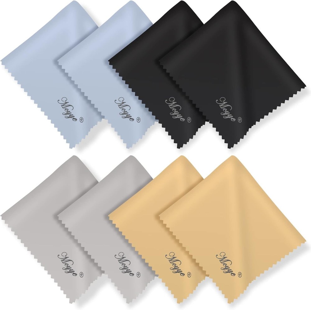 8-Piece Microfiber Cleaning Cloth Set 6"x7" for Electronics & Eyeglasses