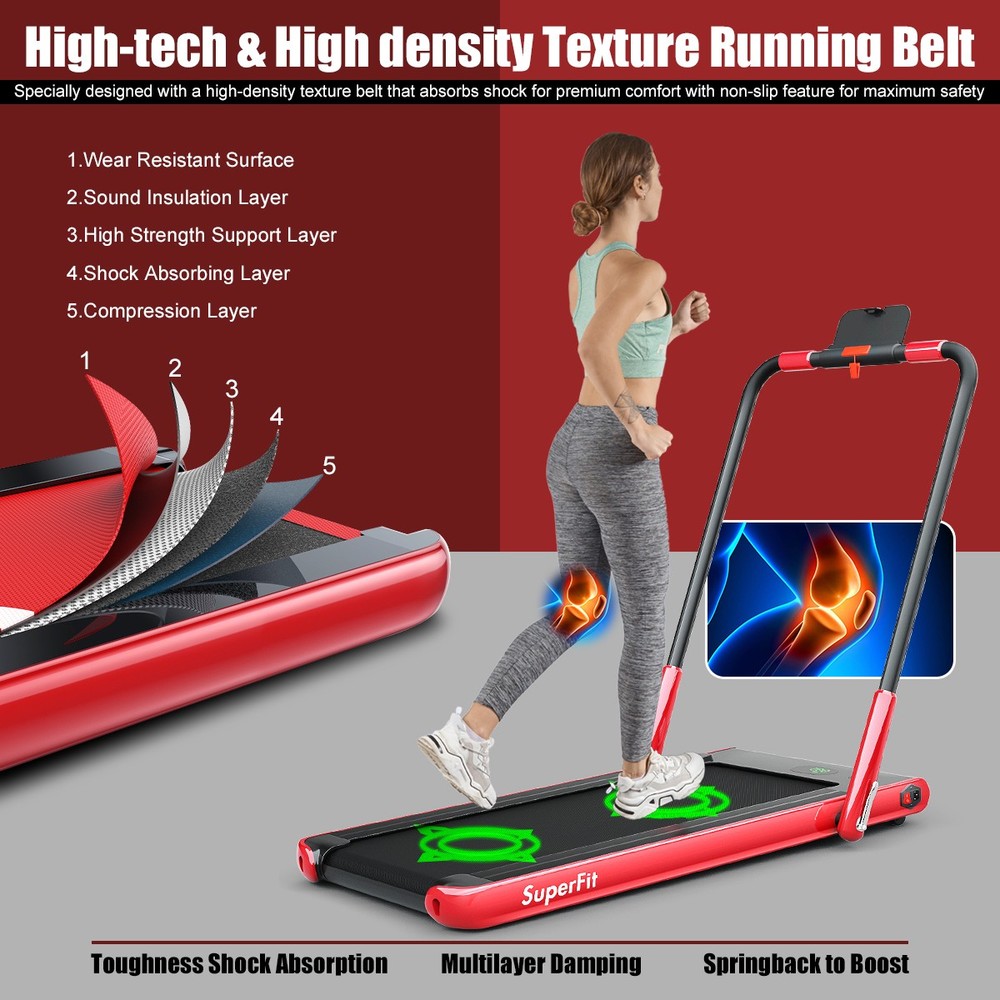 2.25HP 2 in 1 Folding Under Desk Treadmill W/APP Control Space Saver