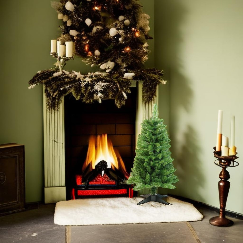 4FT Silver Mini Christmas Tree, Artificial Xmas Tree for Holiday & Halloween