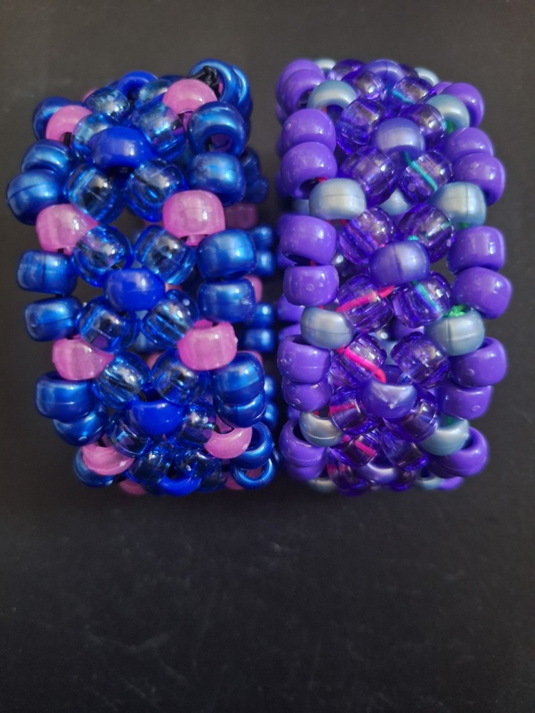 2 Kandi Cuff Pony Bead Bracelets X Base Pattern Kids, Adults Or Gift