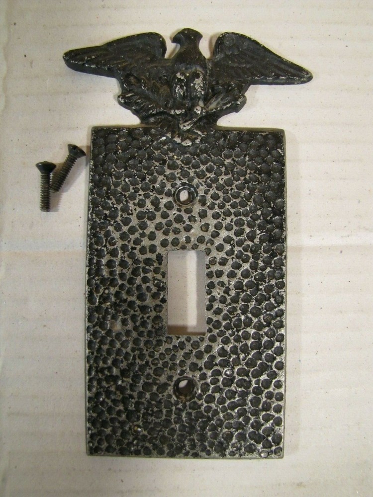 VINTAGE EDMAR EAGLE SWITCH PLATE COVER METAL HAMMERED FINISH EUC