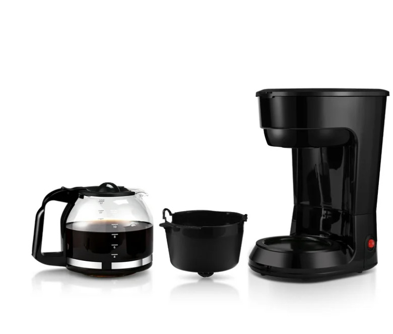 12 Cup Black Coffee Maker with Removable Filter Basket
