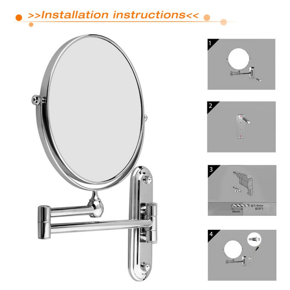 Saving Space Magnifying Wall Mount Makeup Mirror Closeup Two Sides Home Bathroom