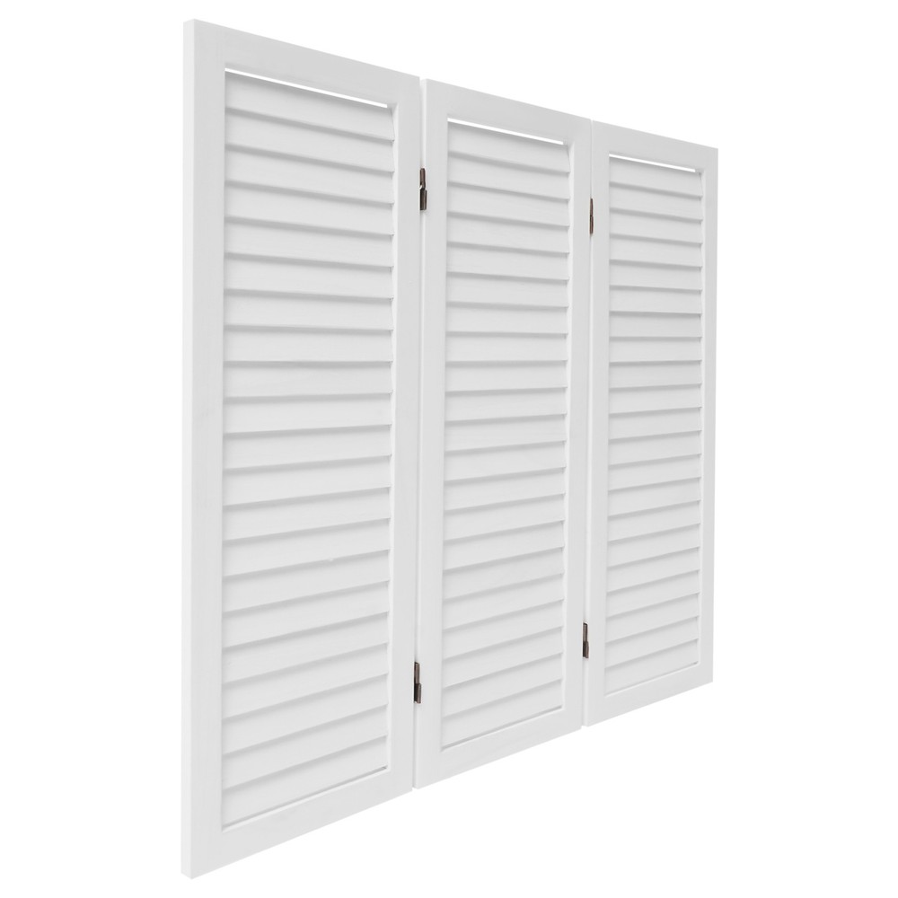 White 3-Panel Folding Room Divider Wood Privacy Screen Room Partition Louvered