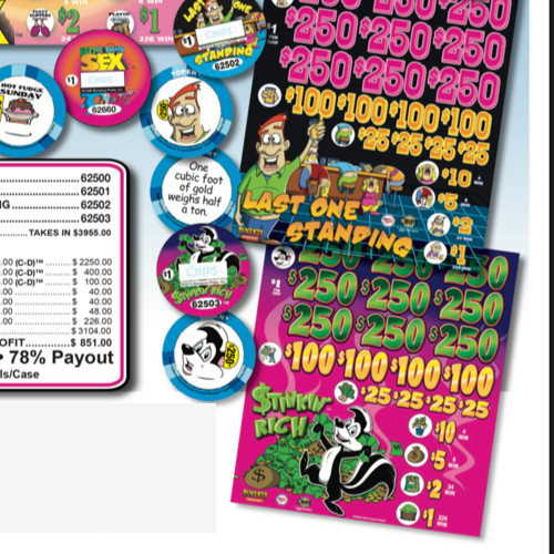 Pull Tab Tickets - Chip - Game - Stinkin Rich - 3,955 ct