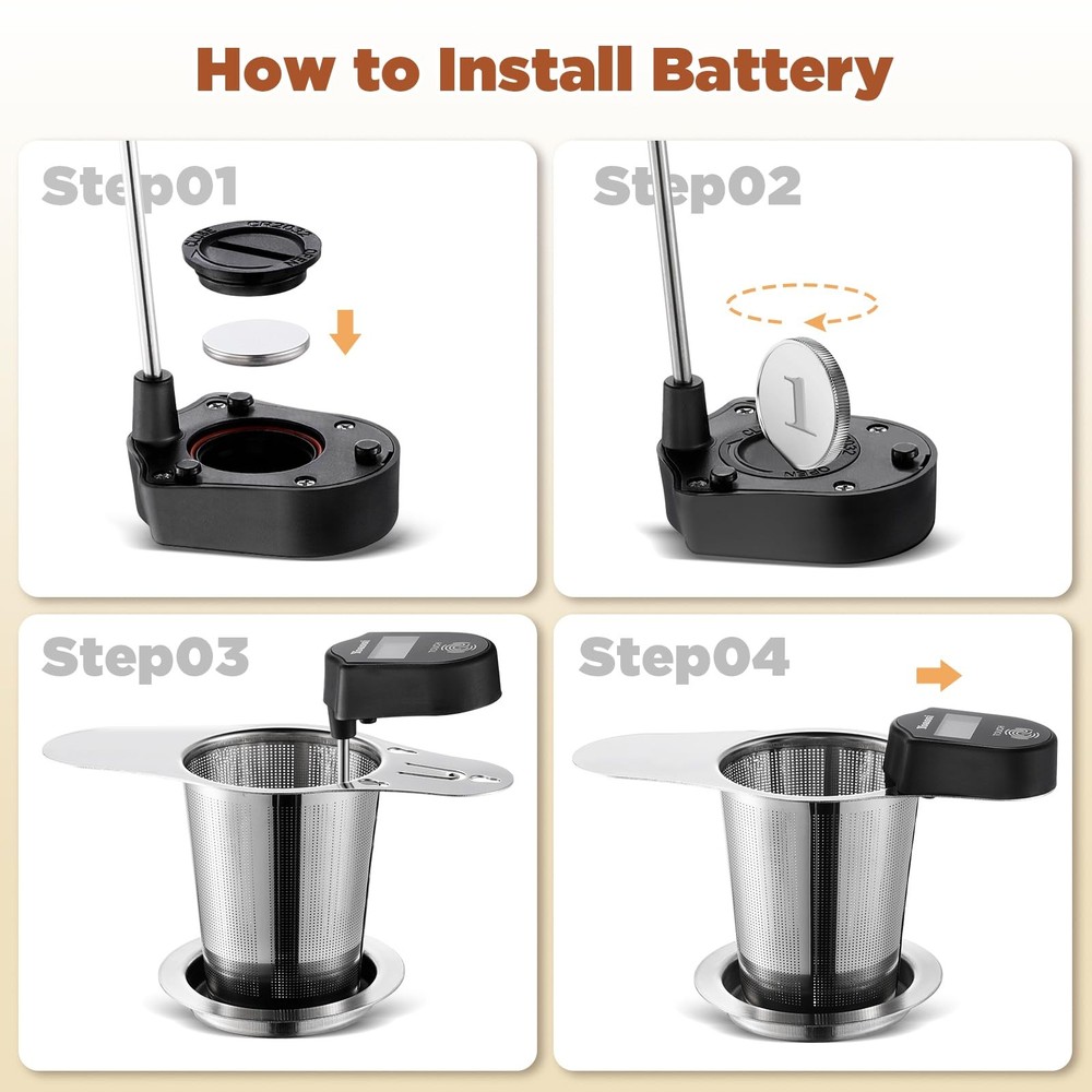 2025 Upgrade Touch Control Temperature Tea Infuser Strainers Extra Fine 18/8 ...