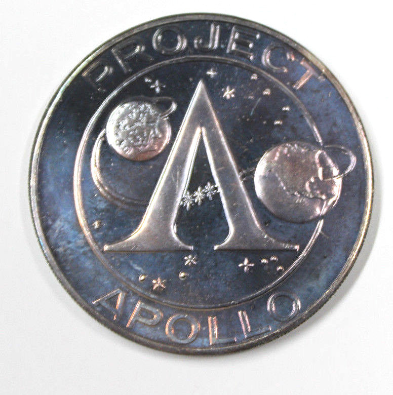 APOLLO 8 SILVER PLATE PROOF COMMEMORATIVE BORMAN LOVELL ANDERS BEAUTIFUL TONED E