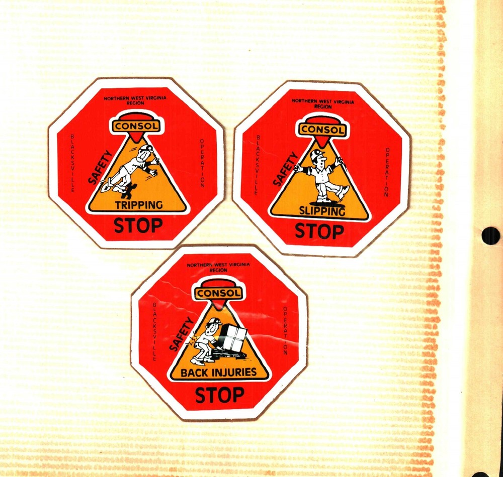3 DIFF. NICE BLACKSVILLE SAFETY (SET)  CONSOL COAL CO. COAL MINING STICKER # 622