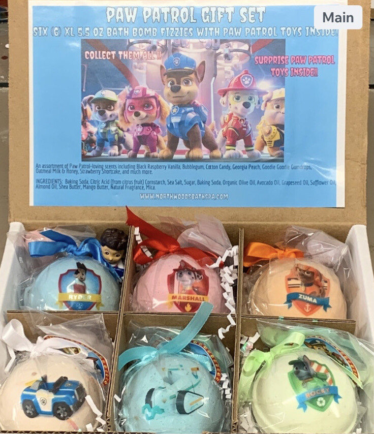 Paw Patrol #1A 6-pack Bath Bomb Gift Set for Kids