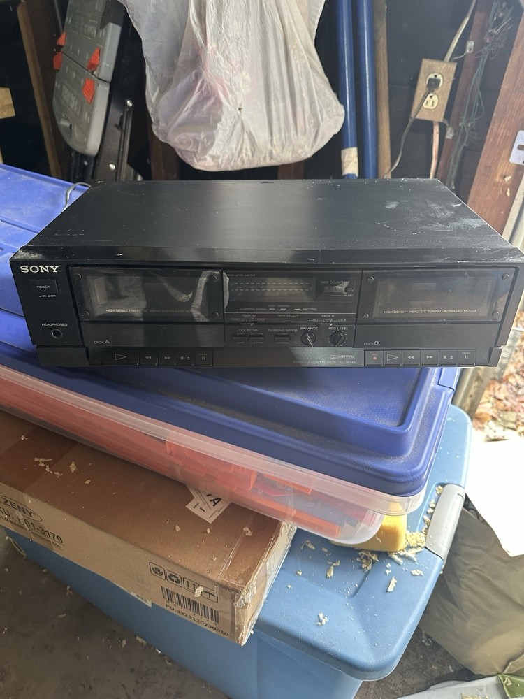 Sony TC-W345 Stereo Dual Double Cassette Deck  Powers On (Untested)
