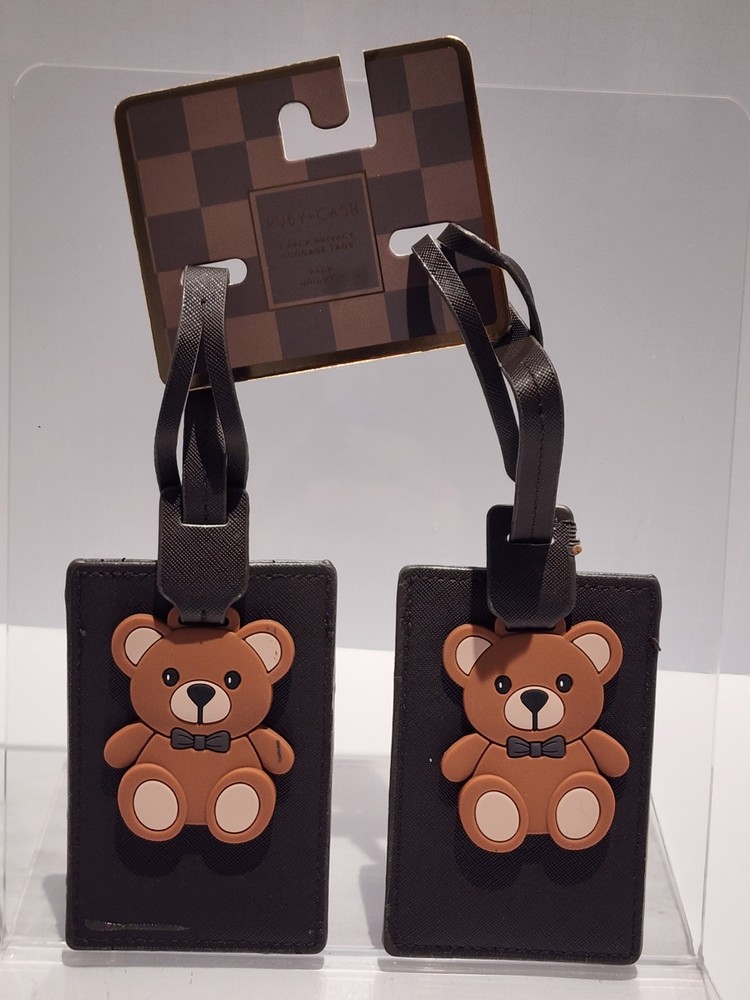 RUBY + CASH Luggage Tags, Two Teddy Bears, NEW