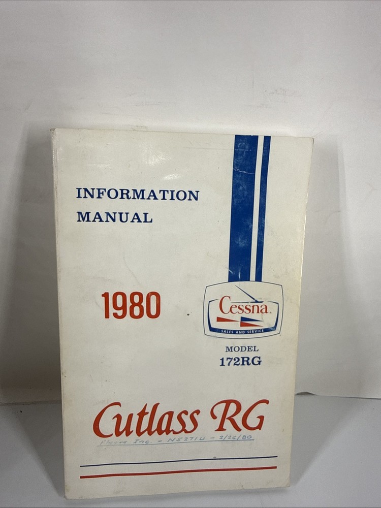 Cutlass RG Model 172RG 1980 Information Manual Printed 1987