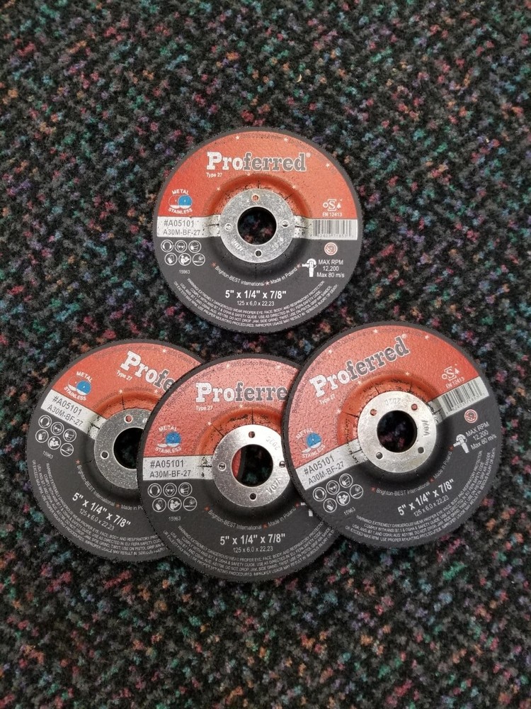 Proferred 5" Abrasive Stainless Steel Grinding Wheels - 4 Pack