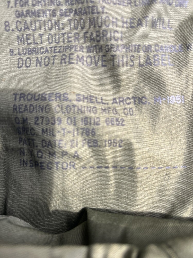 USGI M-1951 Arctic Wind Pants Size Medium-Regular-NEW