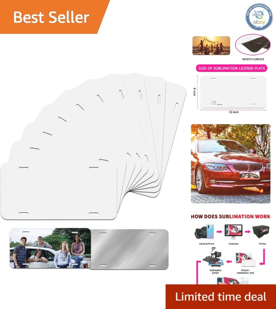 Durable Sublimation License Plate Blanks, 10-Pack for Easy DIY Customization