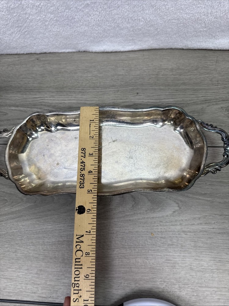 Vintage FB Rogers Silverplate Footed Rectangular Serving Tray 5.5" x 14"