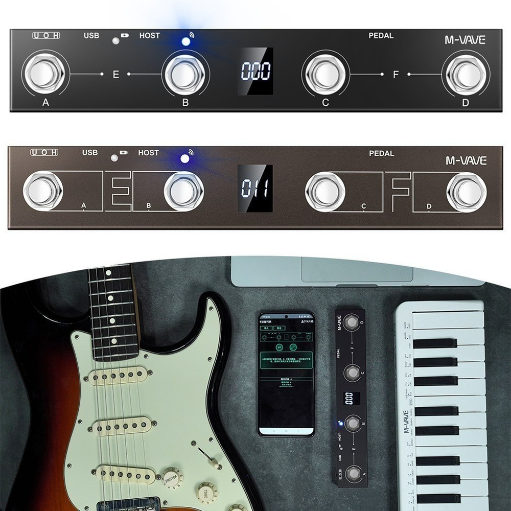 4 Buttons MIDI Footswitch Controller Rechargeable For M-VAVE Chocolate Plus