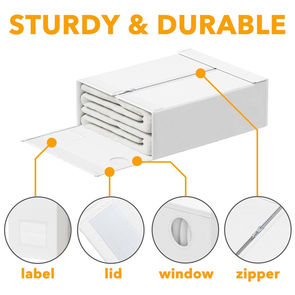 SpaceAid 4 Pack Bed Sheet Organizers and Storage, Foldable 4 Pack, White