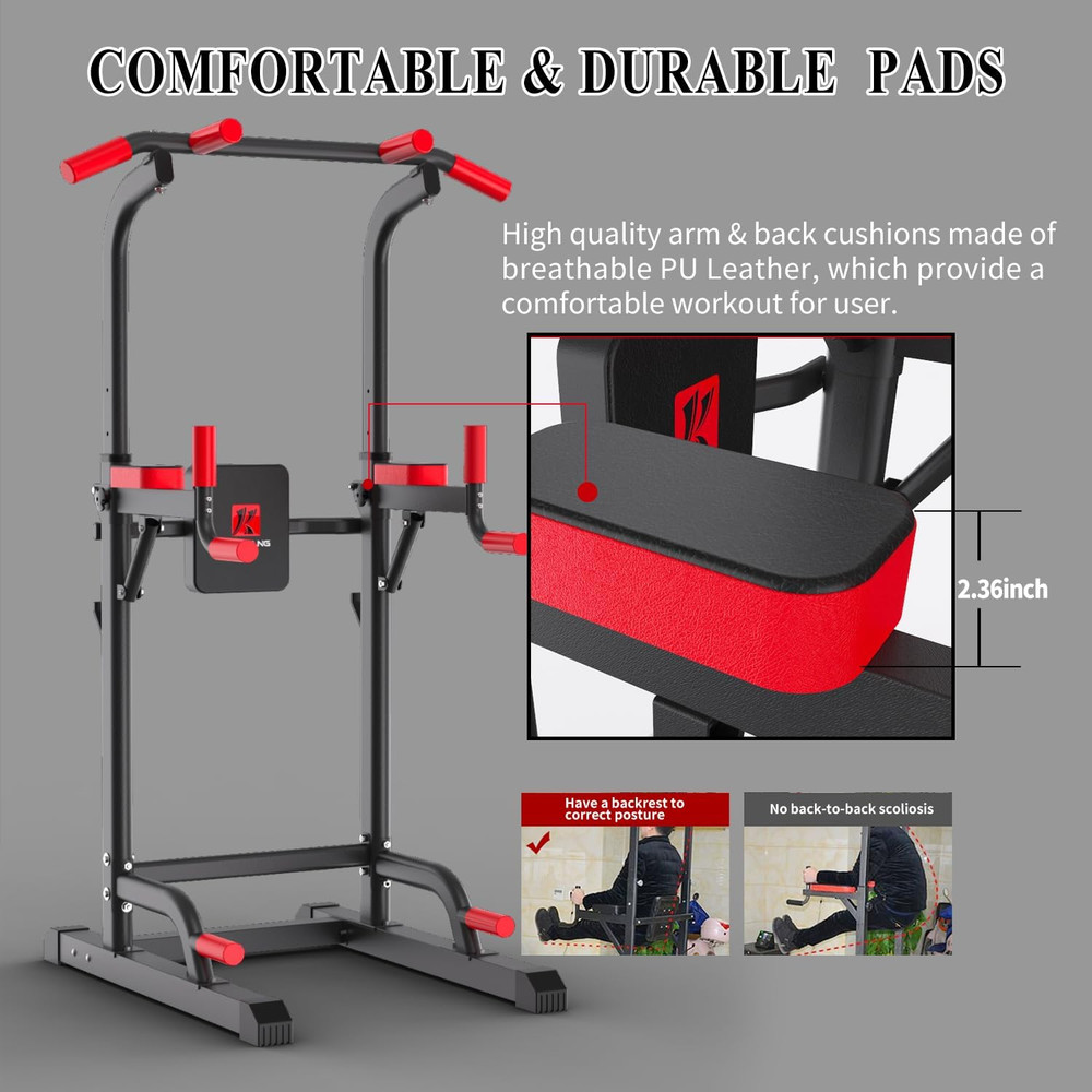 Power Tower Dip Station, Multi-Function Assistive Trainer Pull up for Home Gym M