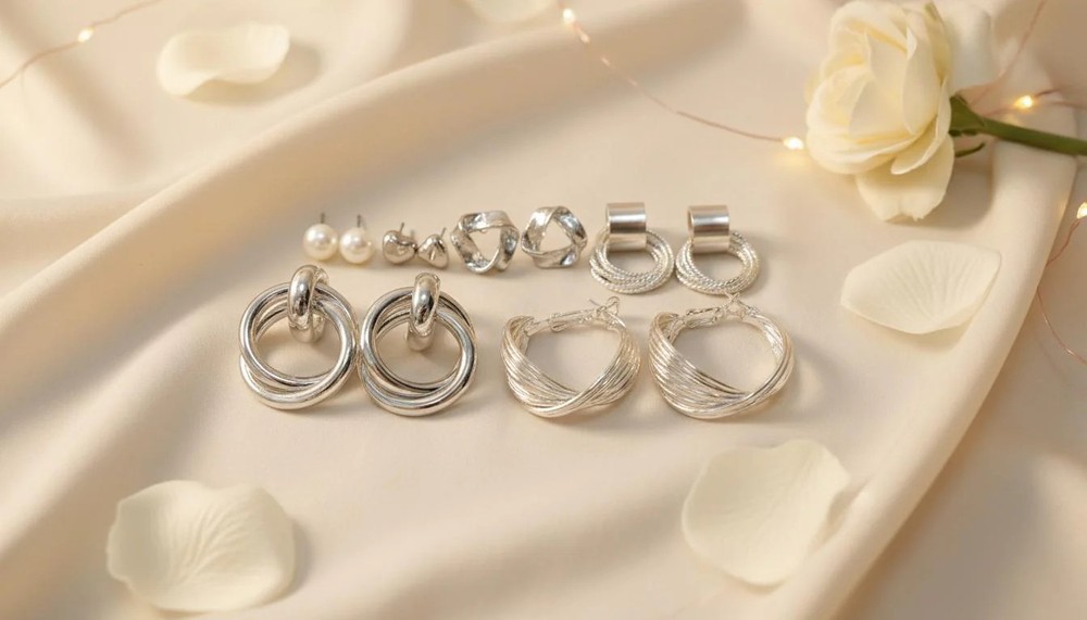 Radiant Silver Hoop & Stud Earrings Set
