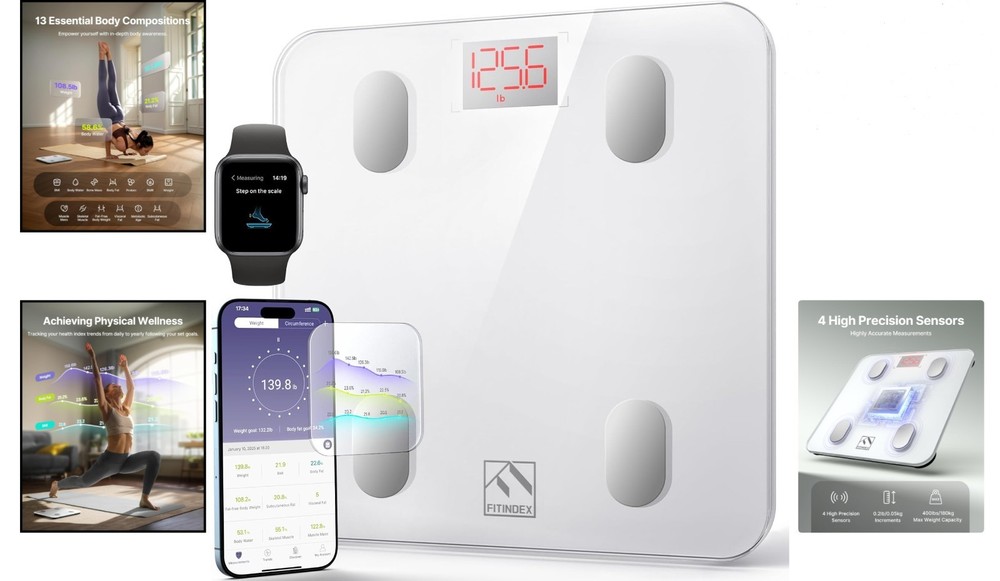 Smart BMI & Body Composition Scale - Accurate Bluetooth Analyzer, 400lb Capacity