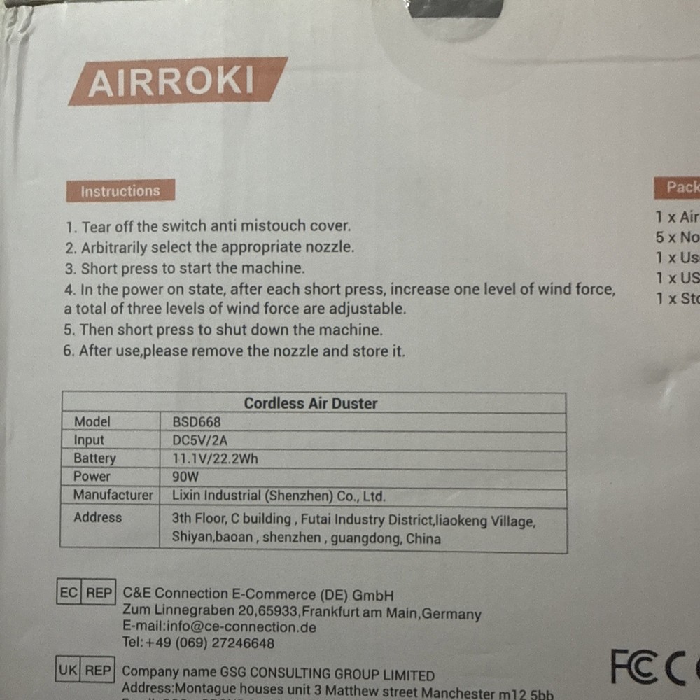Airroki Electric Compressed Air Duster NEW