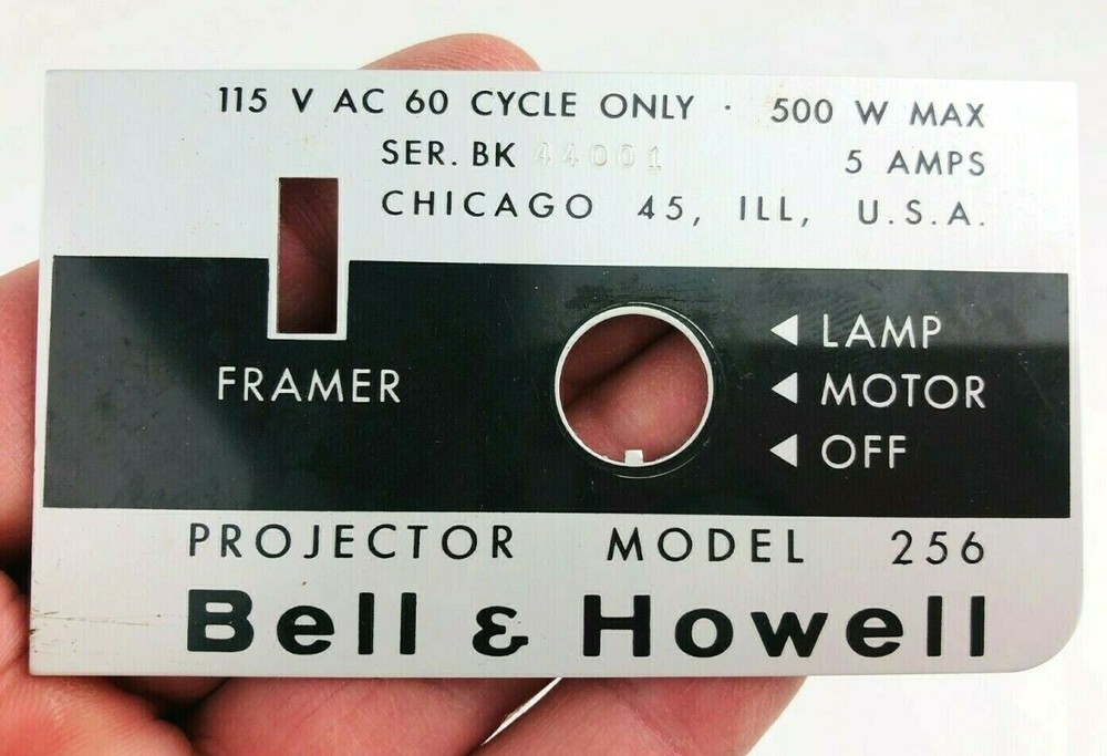 Bell & Howell Projector Control Switch Plate Model 256 Replacement Parts  *Ub1