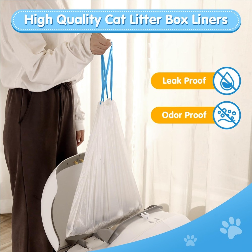 -Cleaning Litter , Drawstring Litter Liners, 60 Count Waste Drawer Liners Bag...