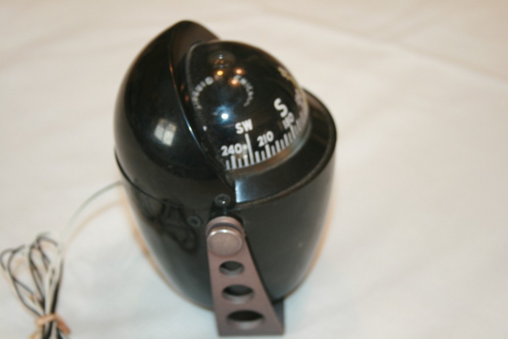 Vtg Airguide Illuminated Compass Shield Adjustable Mount W/Movable Sun EUC