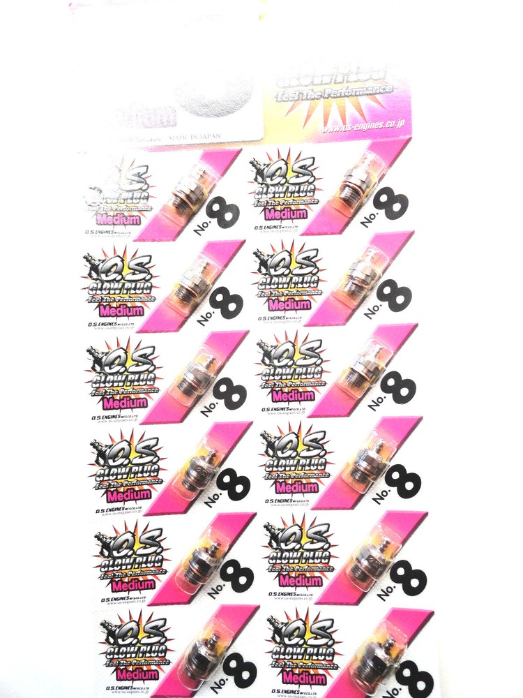 OS No.8 #8 Medium Nitro Glow Plug - 12 Pack 71608001