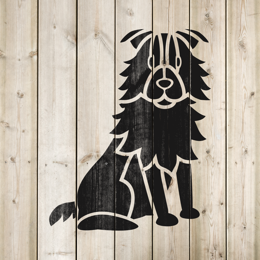 Cartoon Australian Shepherd Stencil