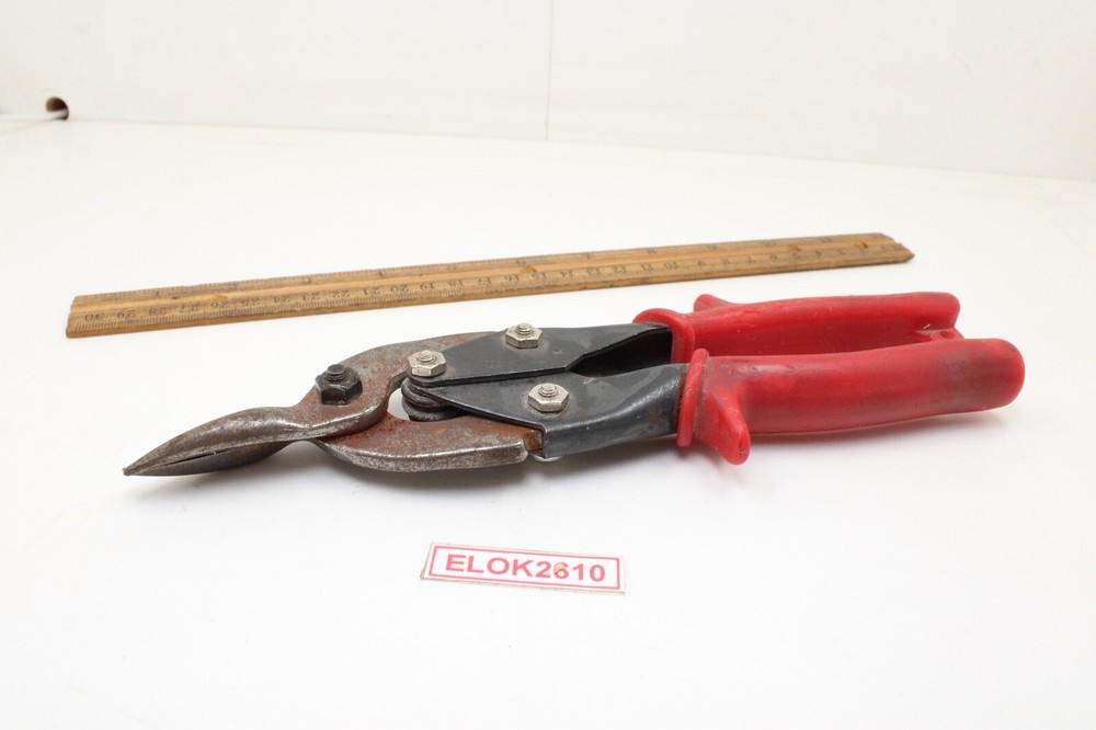 MAC Tools TS2 10" Red Rubber Handle Cuts Left Straight Tin Snips USA