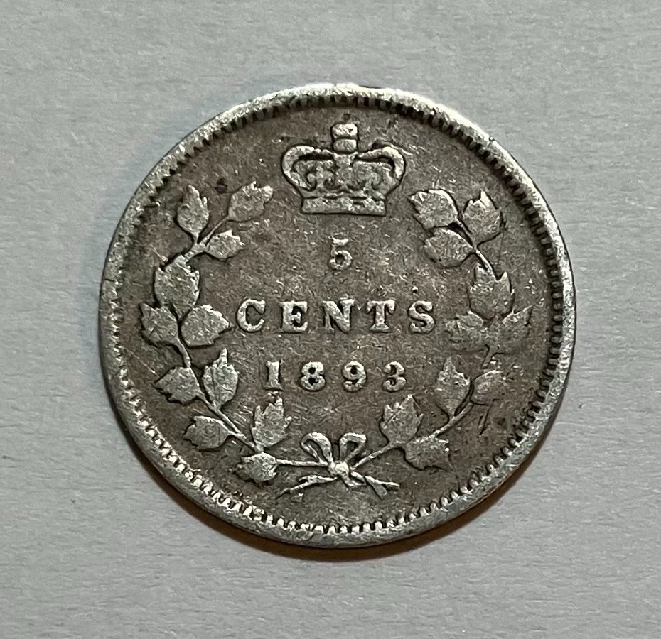 1893 Canada Silver 5 Cents