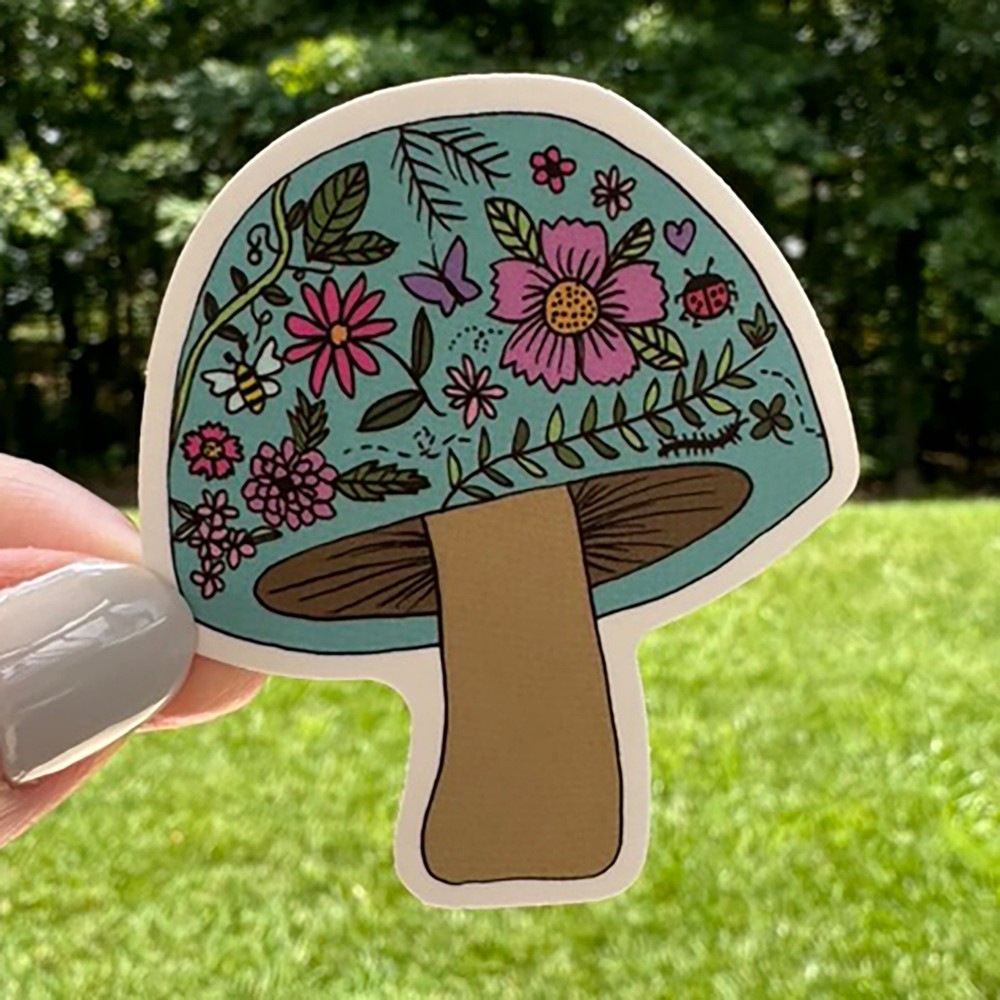 MUSHROOMS fun stickers 50 decals water bottle computer