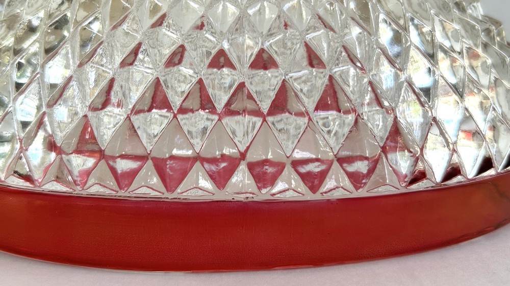 Indiana Glass Diamond Point Ruby Flash Butter Dish With Lid
