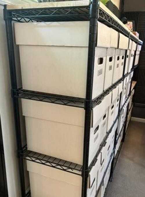 (2) SHORT COMIC BOOK WHITE CARDBOARD STORAGE BOX HOLDERS with LIDS