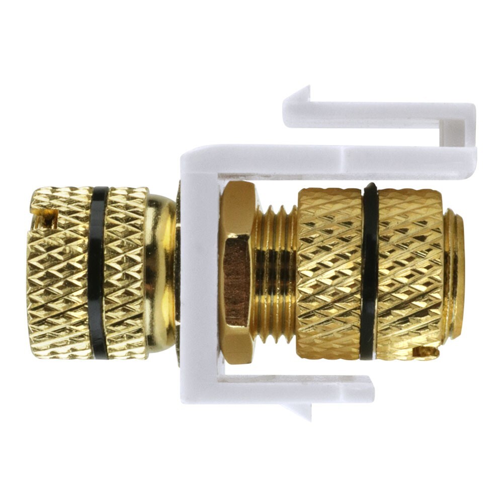 Gold-Plated Speaker Binding Post Keystone Insert (White, Black Band)
