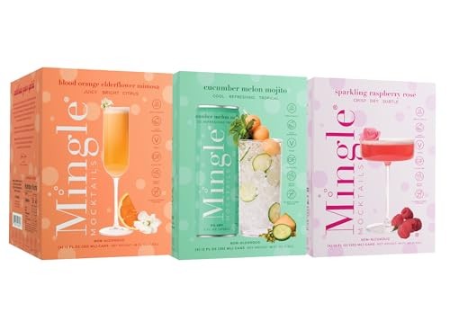 Mingle Mocktails Variety Pack, Premium Non-Alcoholic Drinks, 12 Pack