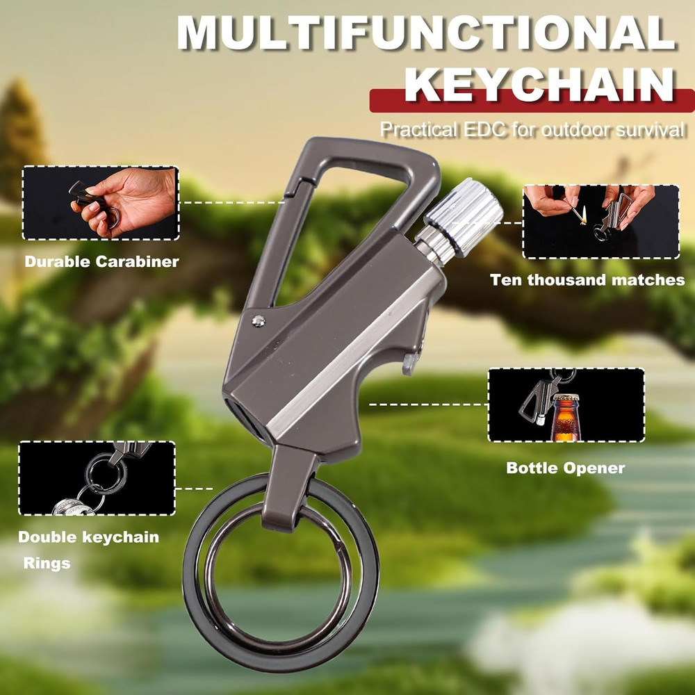 Permanent Match Infinity Lighter with Multitool Keychain Bottle Opener for Men