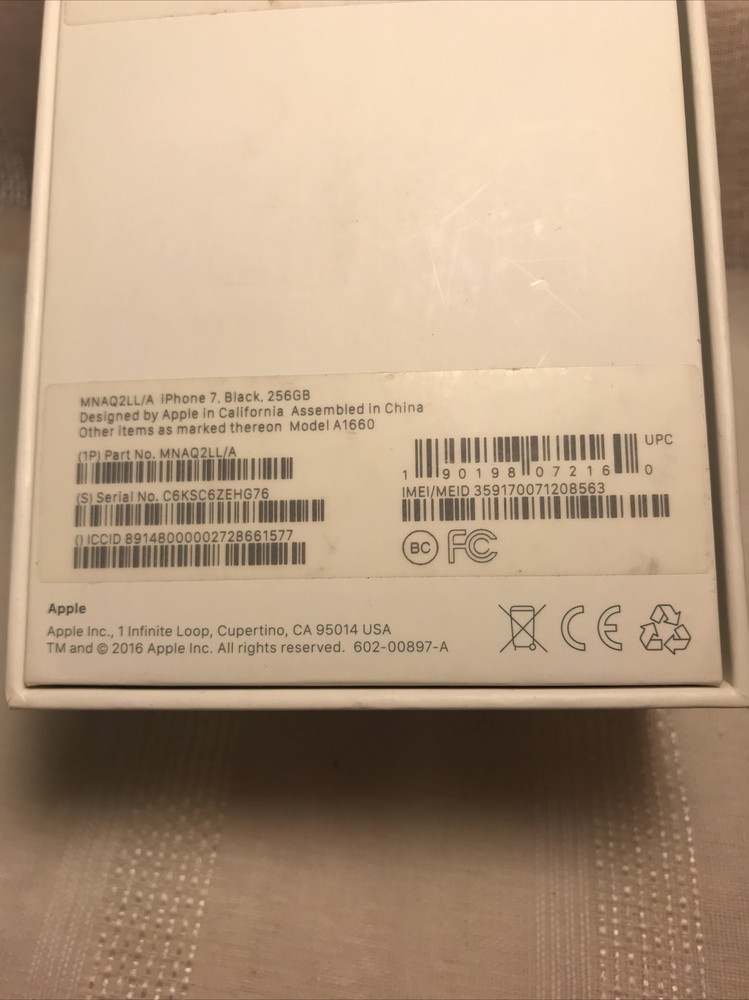 Apple iPhone BOX ONLY iPhone 7 Retail Packaging 256GB Original Inserts