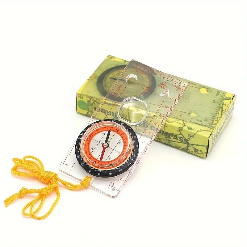 Graduated Flat Compass with Magnifier, Map Reading Navigation, Rotating Dial