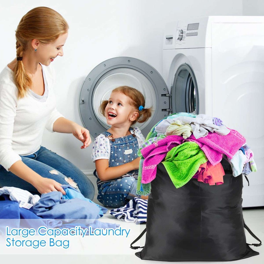Large Laundry Bag Washing Clothes Storage Strap Heavy Duty Drawstring Adjustable